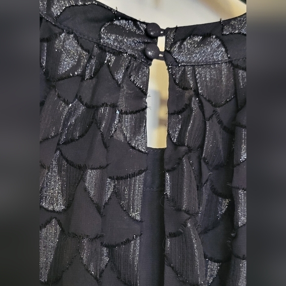 Astr Black Sparkle Scalloped Semi Sheer Halter Top. Size M - Picture 5 of 7